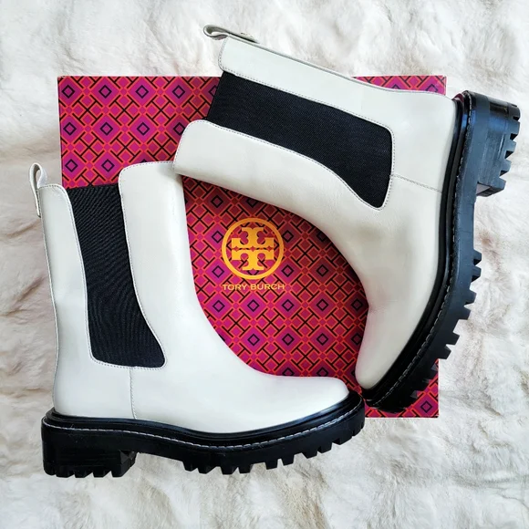 💋LAST DAY!!💋Tory Burch Ivory Leather Benton Boots size 8 - FINAL PRICE - Picture 1 of 11